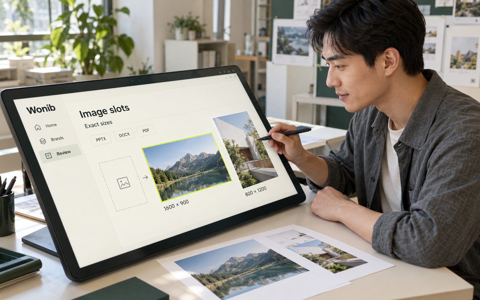 Picture spots filled at exact sizes on a tablet